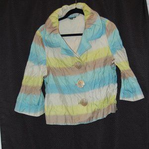 Penta Women's Multi Pastel Color Green/Beige/Aqua Short Jacket Size 14